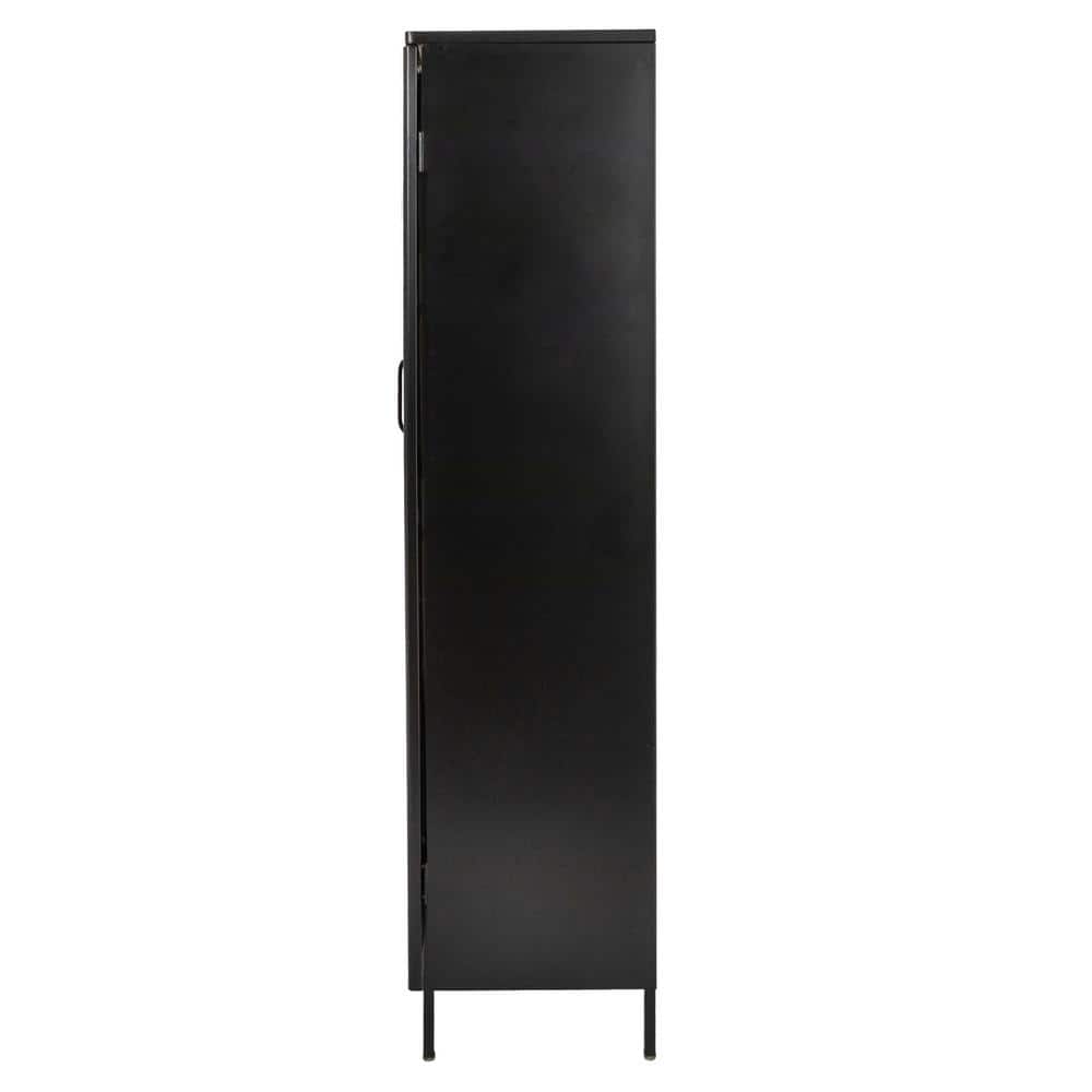 Solstice Tall Black Metal Accent Cabinet with Adjustable Shelves