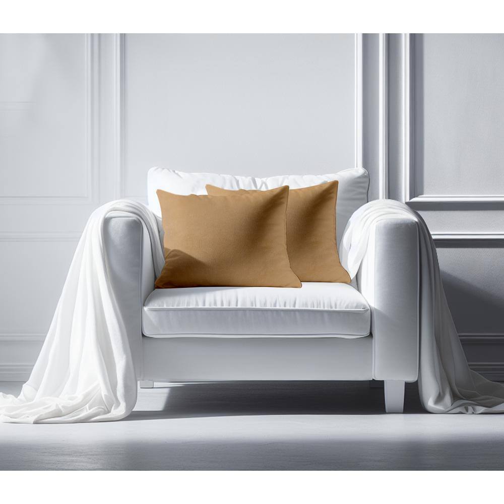 Mocha Velvet Hypoallergenic Down Alternative Throw Pillow Set
