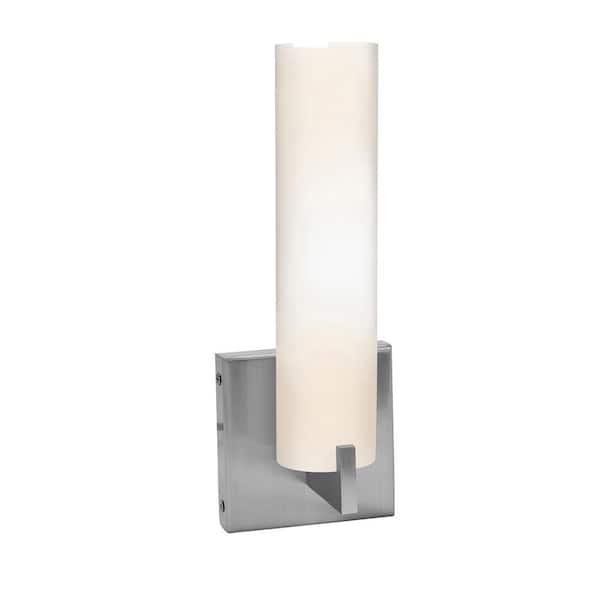 Access Lighting Oracle 1-Light Brushed Steel Vanity Light with Opal Glass Shade