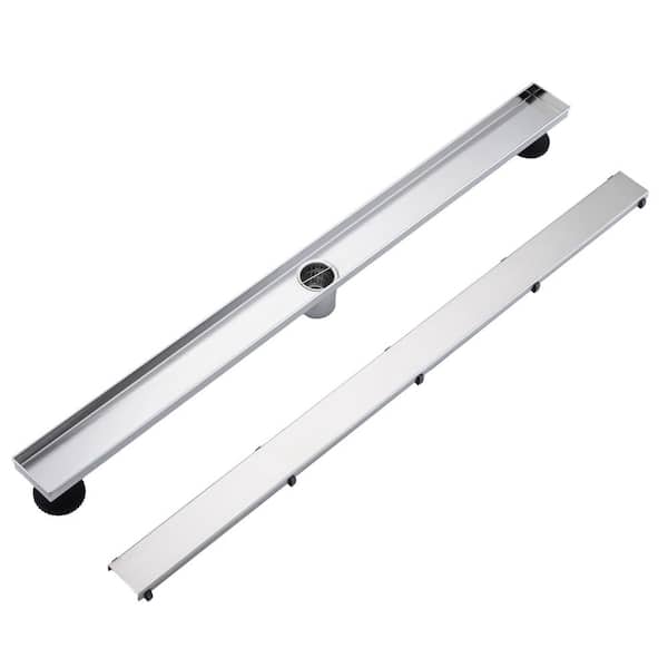Tahanbath 2.75 in W x 36 in D Stainless Steel Decorative Drain Cover with Brushed Nickel