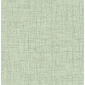 Jocelyn Light Green Faux Linen Light Green Paper Strippable Roll (Covers 56.4 sq. ft.)