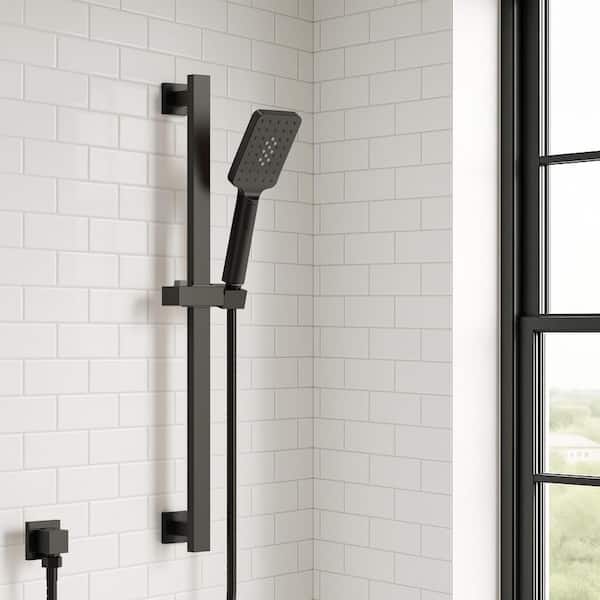 3-Spray Wall Bar Shower Kits 1.8 GPM with Handheld Shower in Matte Black