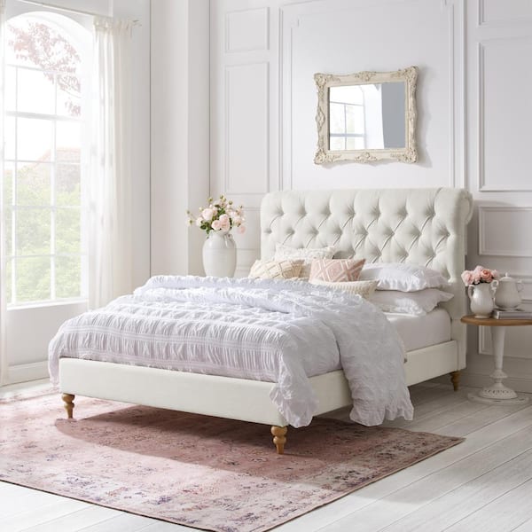 White linen queen deals headboard