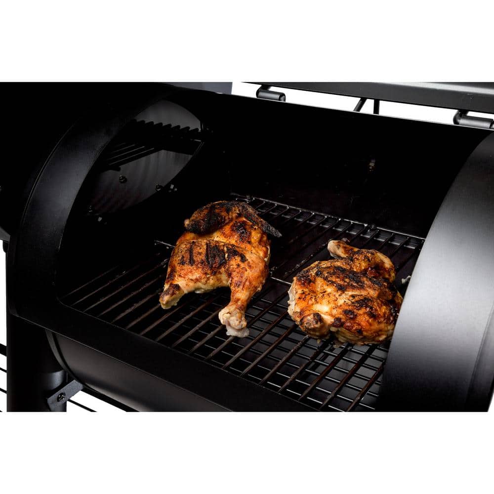 Black Steel Built-In Charcoal Grill with Smoker
