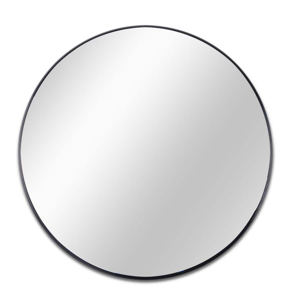 FUNKOL 36 in. W x 36 in. H Small Oval Brushed Aluminum Framed Wall