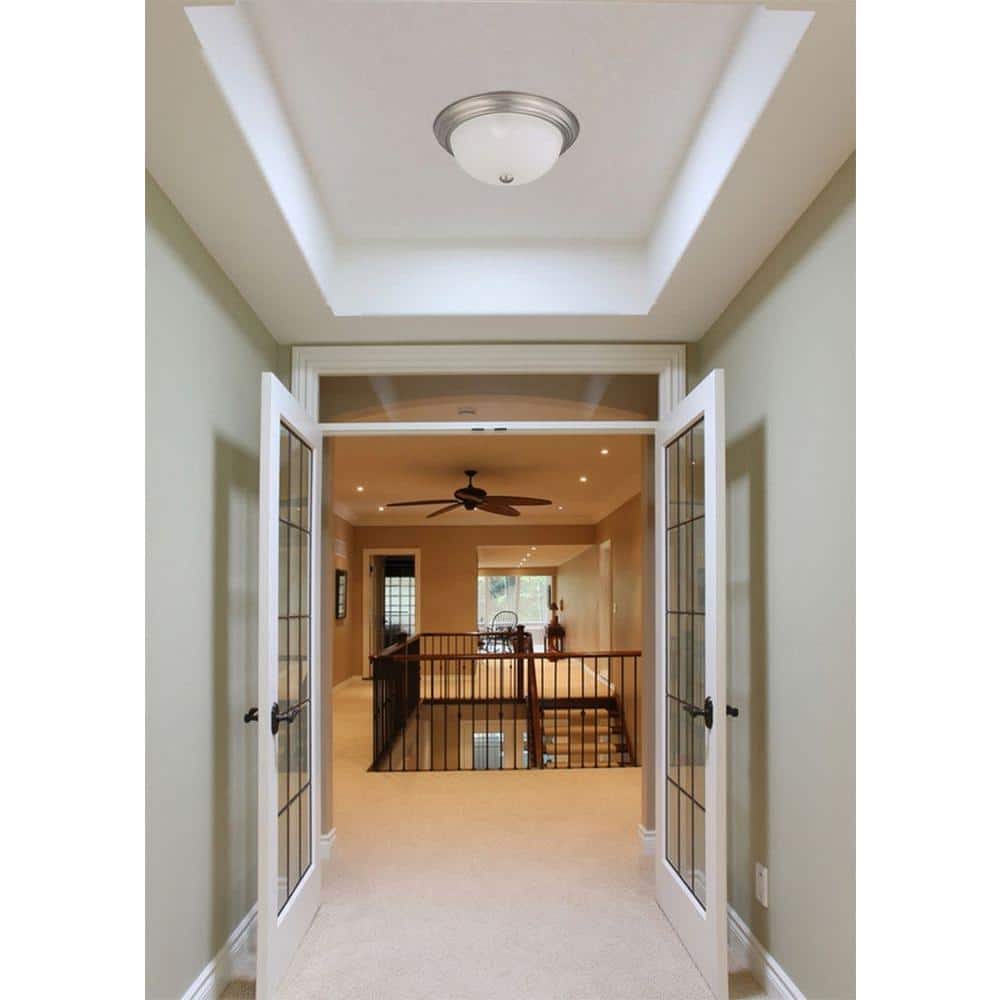 Brushed Nickel 15" Flush Mount Dome Light with Frosted Glass