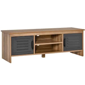 Brown TV Stand Console for up 42 in. TVS, Entertainment Center with 2 Metal Doors, Storage Shelves for Living Room