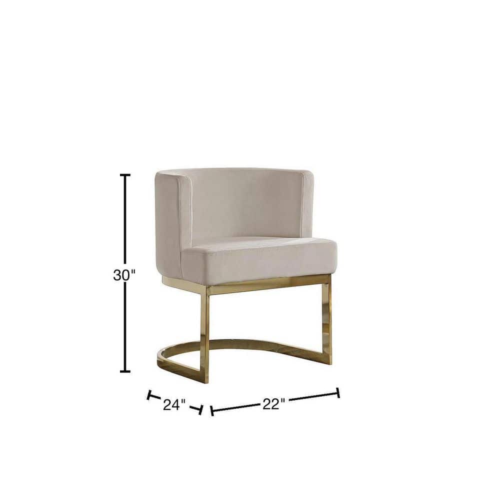 Sumptuous Beige Velvet Barrel Chair with Gold Chrome Base