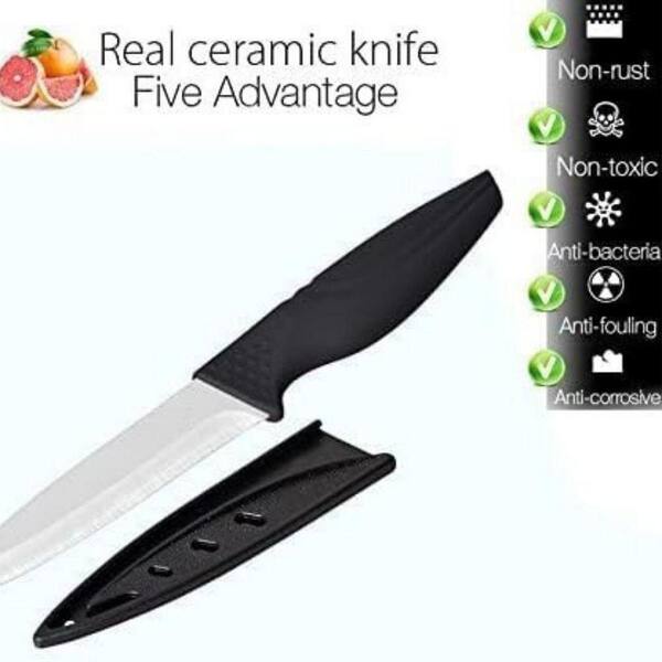 Lynzavix 4 in. Ceramic Straight Edge Partial Tang Steak Knife with
