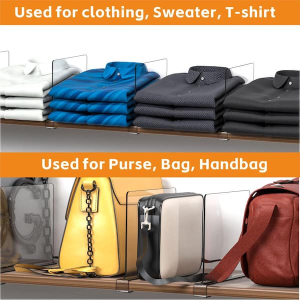 Lynzavix 6-Pck Clear Acrylic Shelf Divider for Closet Organization