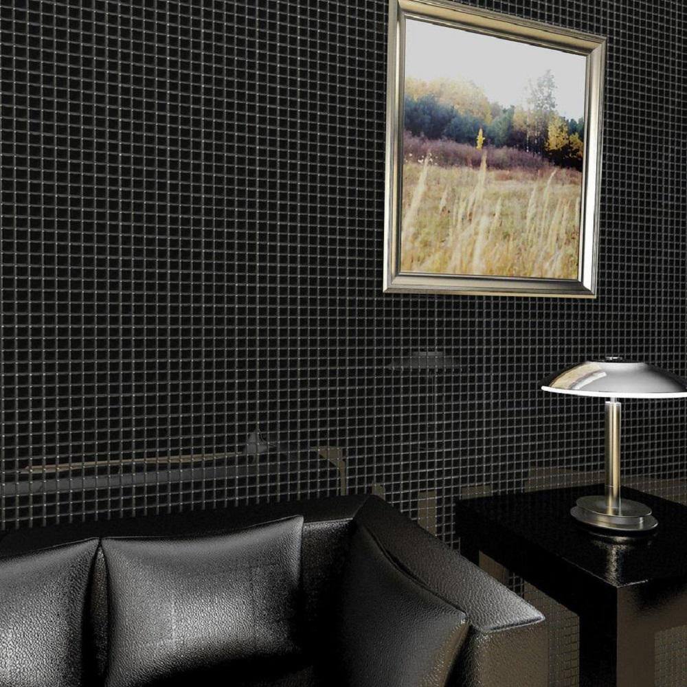 Black Polished Glass Mosaic Tile for Kitchen and Bathroom