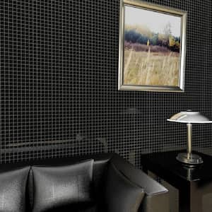 Black 11.8 in. x 11.8 in. 1 in. x 1 in. Polished Glass Mosaic Tile (9.67 sq. ft./Case)