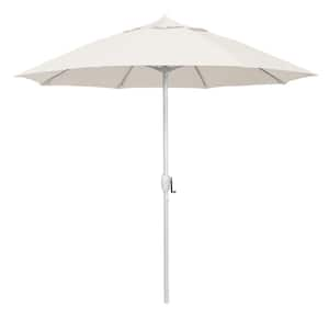 9 ft. Matted White Aluminum Market Patio Umbrella Fiberglass Ribs and Auto Tilt in Natural Pacifica