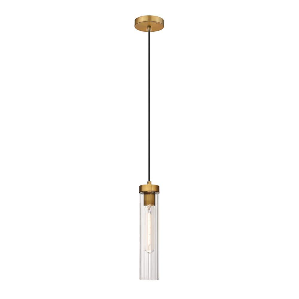 Beau 1-LightRubbed Brass Pendant Light with Glass Shade