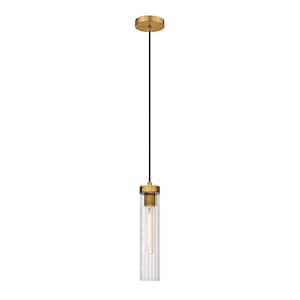 Beau 1-LightRubbed Brass Pendant Light with Glass Shade