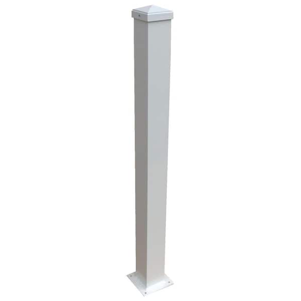 EZ Handrail 3 in. x 3 in. x 44 in. White Aluminum Post with Welded Base