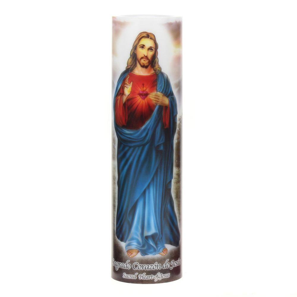 Divine Glow 8" Multi-Color LED Flameless Prayer Pillar Candle