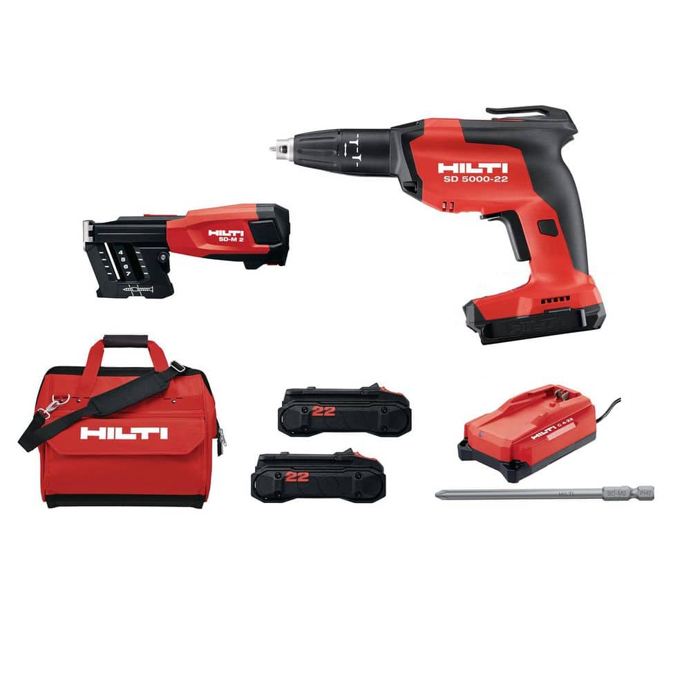 Hilti 22V NURON SD 5000 Li-Ion Cordless Brushless Drywall Screwdriver Kit w/Screw Magazine, 2 Batteries, Charger, Bit and Bag