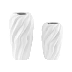 Verdad 10 in. Glazing Cream Decorative Vase (Set of 2)