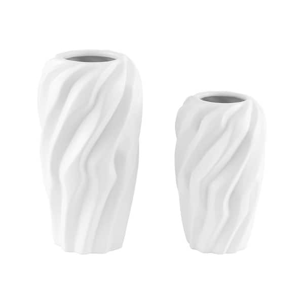 SAFAVIEH Verdad 10 in. Glazing Cream Decorative Vase (Set of 2)
