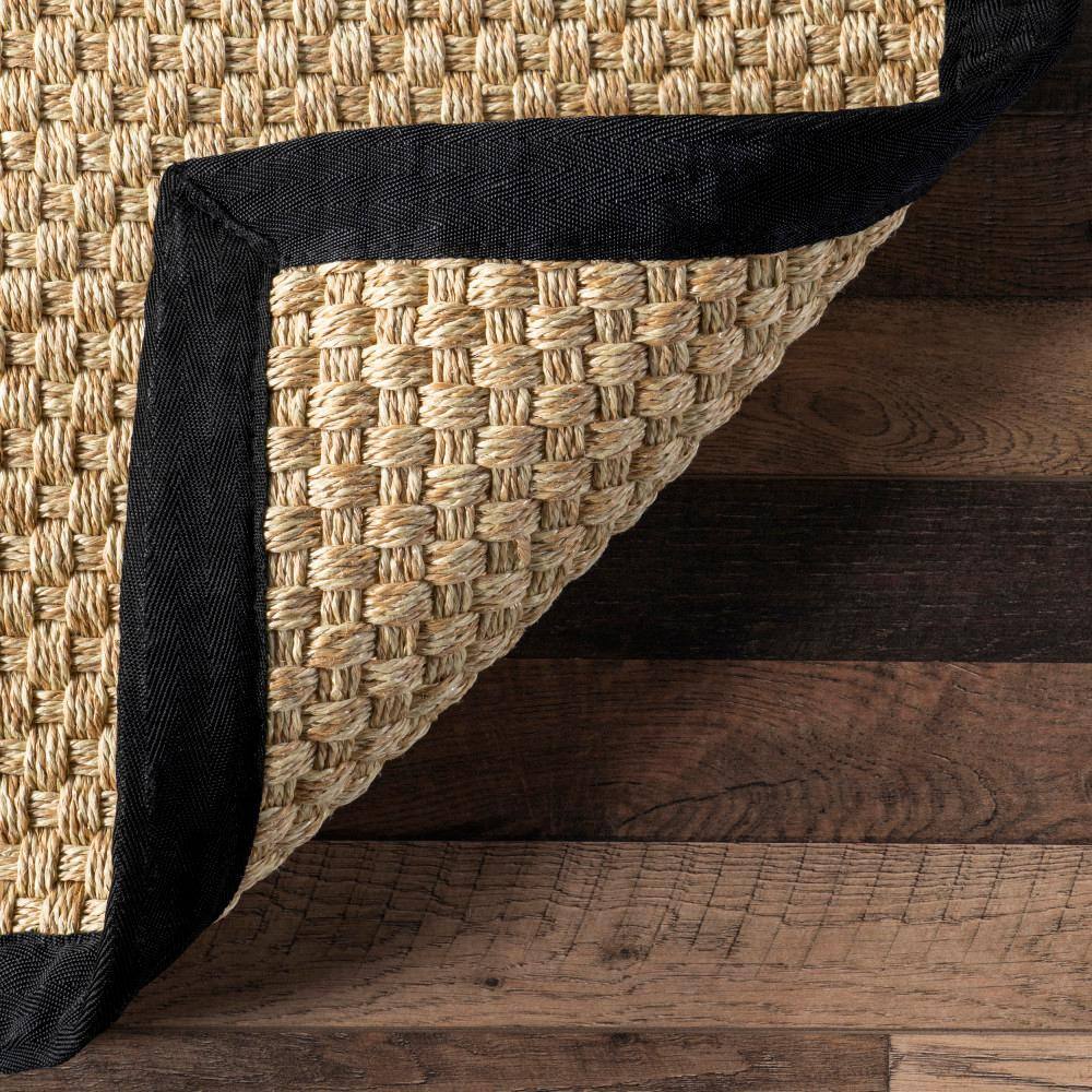 Meena Black and Tan Faux Seagrass 5x8 Indoor/Outdoor Area Rug