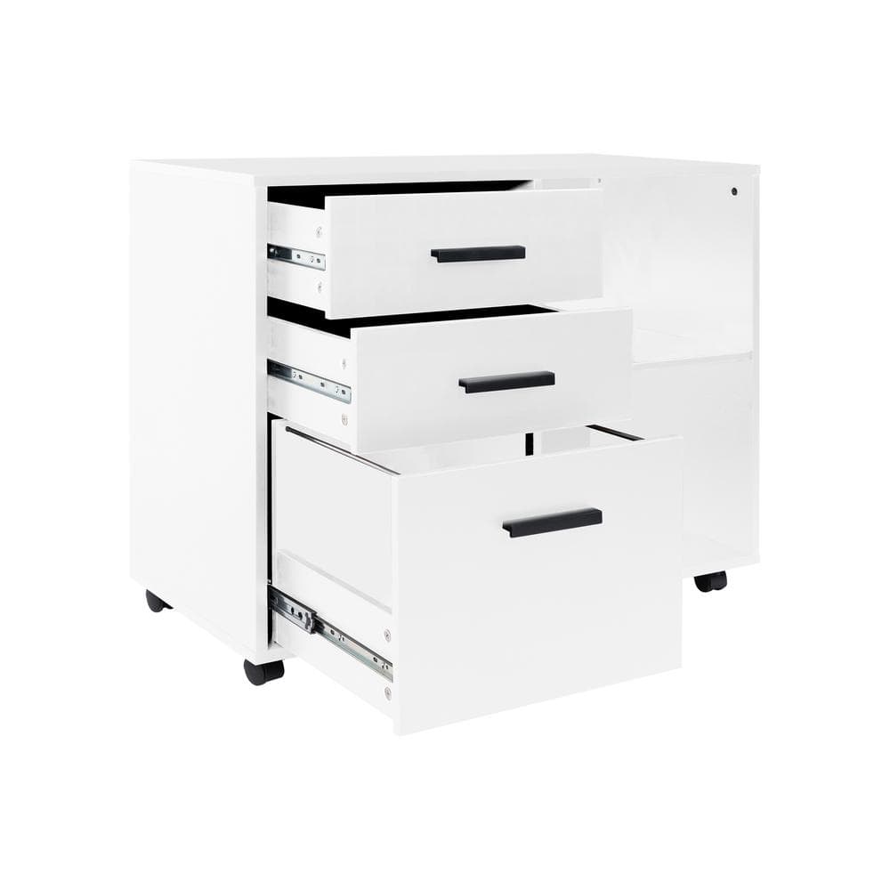 HOMESTOCK 3-Drawer White Wood 32.1 in D x 24 in H x 15.7 in W ...