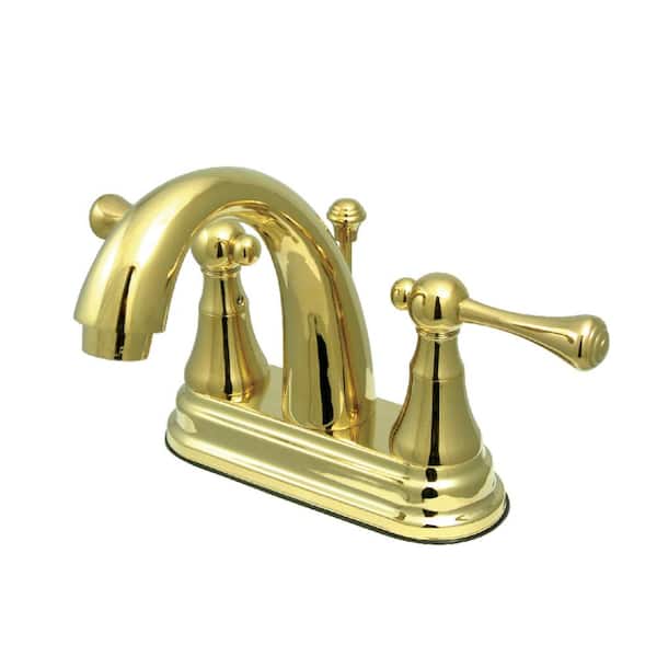 Kingston Brass English Vintage 4 in. Centerset 2-Handle Bathroom Faucet in Polished Brass
