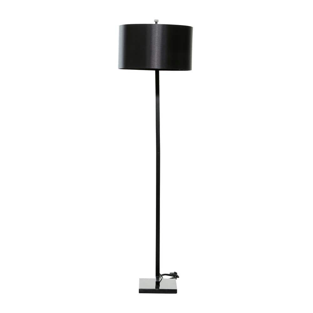 Elegant Matte Black Metal Floor Lamp with Marble Base