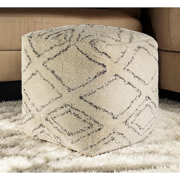 HomeRoots Beige Cotton Cube Ottoman