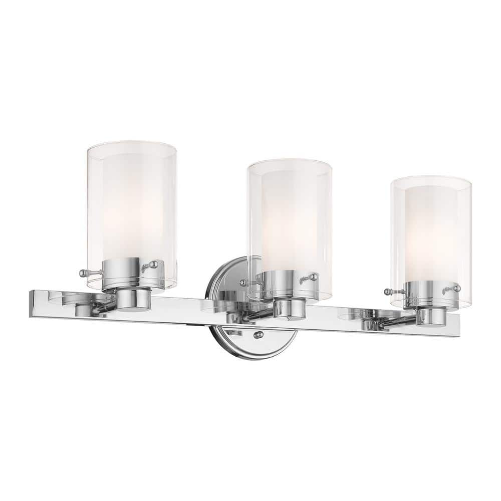 Santuario Polished Chrome 3-Light Dimmable Vanity Light with Opal Glass