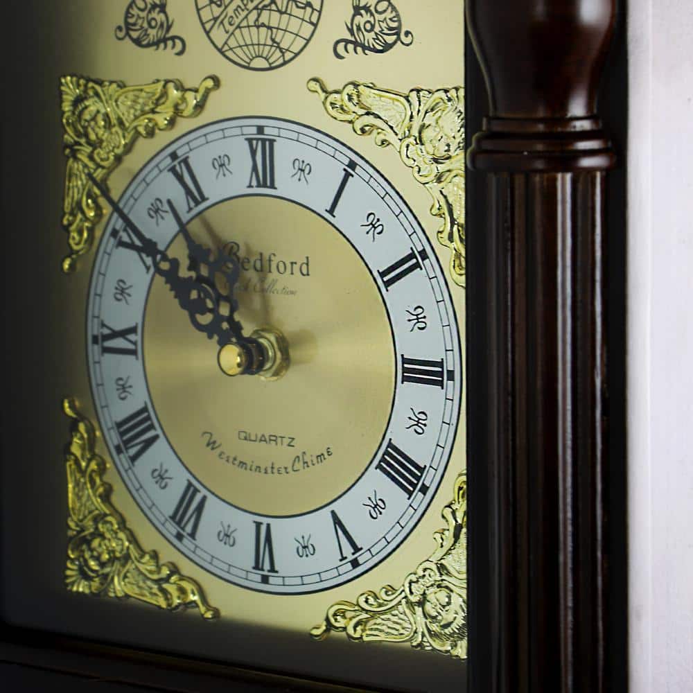 Bedford 25.5" Antique Mahogany Cherry Oak Chiming Wall Clock