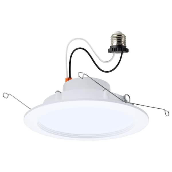 Regressed Wafer 6 in. Matte White Dimmable IC Rated 5-CCT Field Selectable LED Downlight Retrofit Remodel E26 Connector