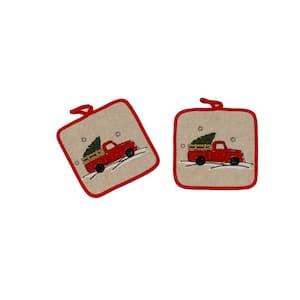 0.1 in. H x 8.5 in. W x 8.5 in. D Christmas Truck Potholders (Set of 2)