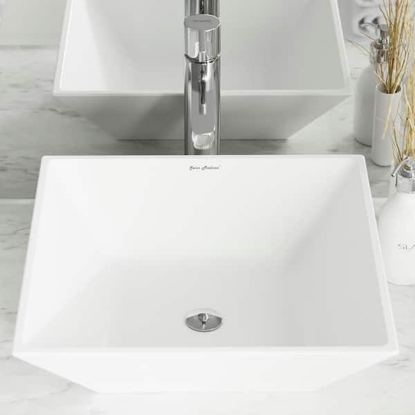 St. Tropez Square Ceramic Bathroom Vessel Sink in White