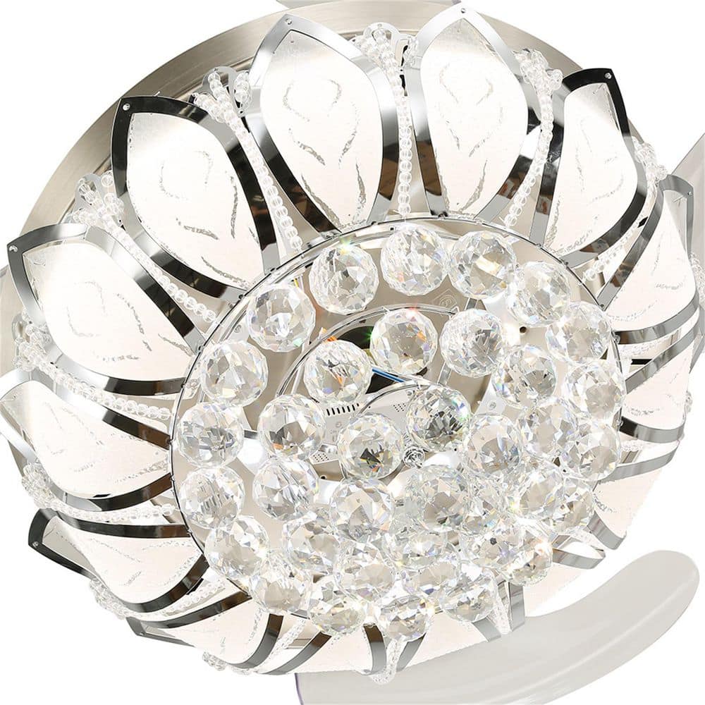 42" Silver Modern LED Crystal Chandelier Ceiling Fan with Remote