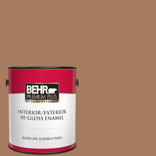 BEHR PREMIUM PLUS 1 gal. #260F-6 Smokey Topaz Hi-Gloss Enamel Interior/Exterior Paint