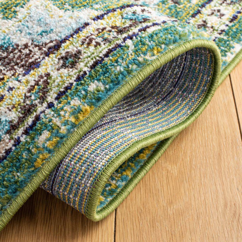 Light Blue Synthetic Square Flat Woven Handmade Rug