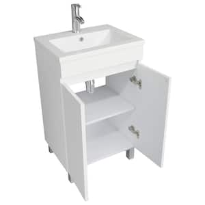 20 in. W x 16 in. D x 31.5 in. H Single Sink Freestanding Bathroom Vanity in White with White Top and Faucet