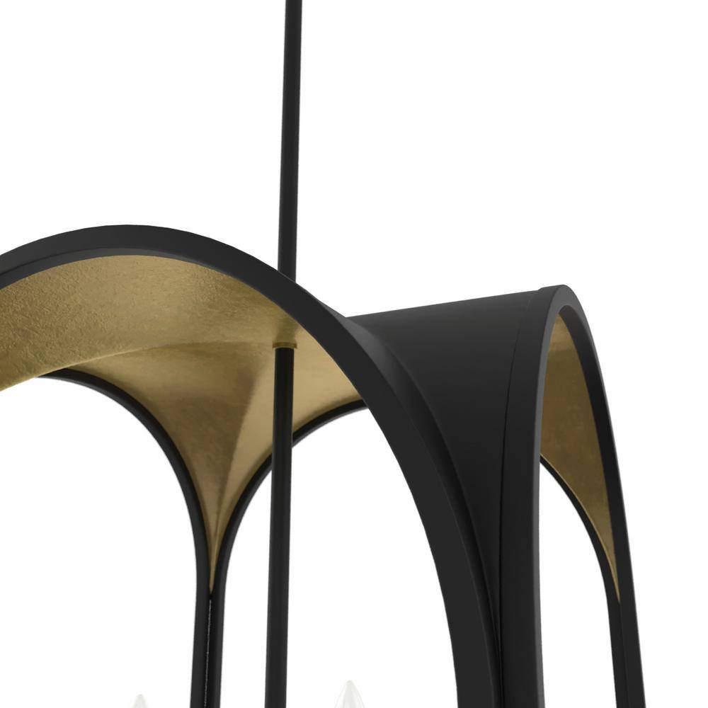 Dukestown Mini 4-Light Lantern Pendant in Black and Gold Leaf
