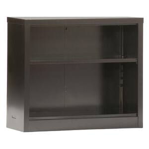 30 in. Black Metal 2-shelf Standard Bookcase with Adjustable Shelves