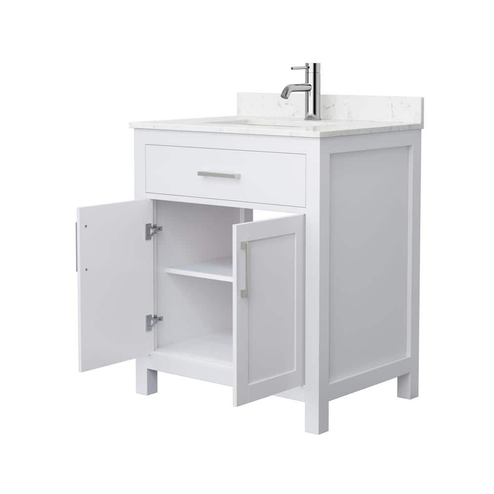 White Freestanding Single Bathroom Vanity with Marble Top