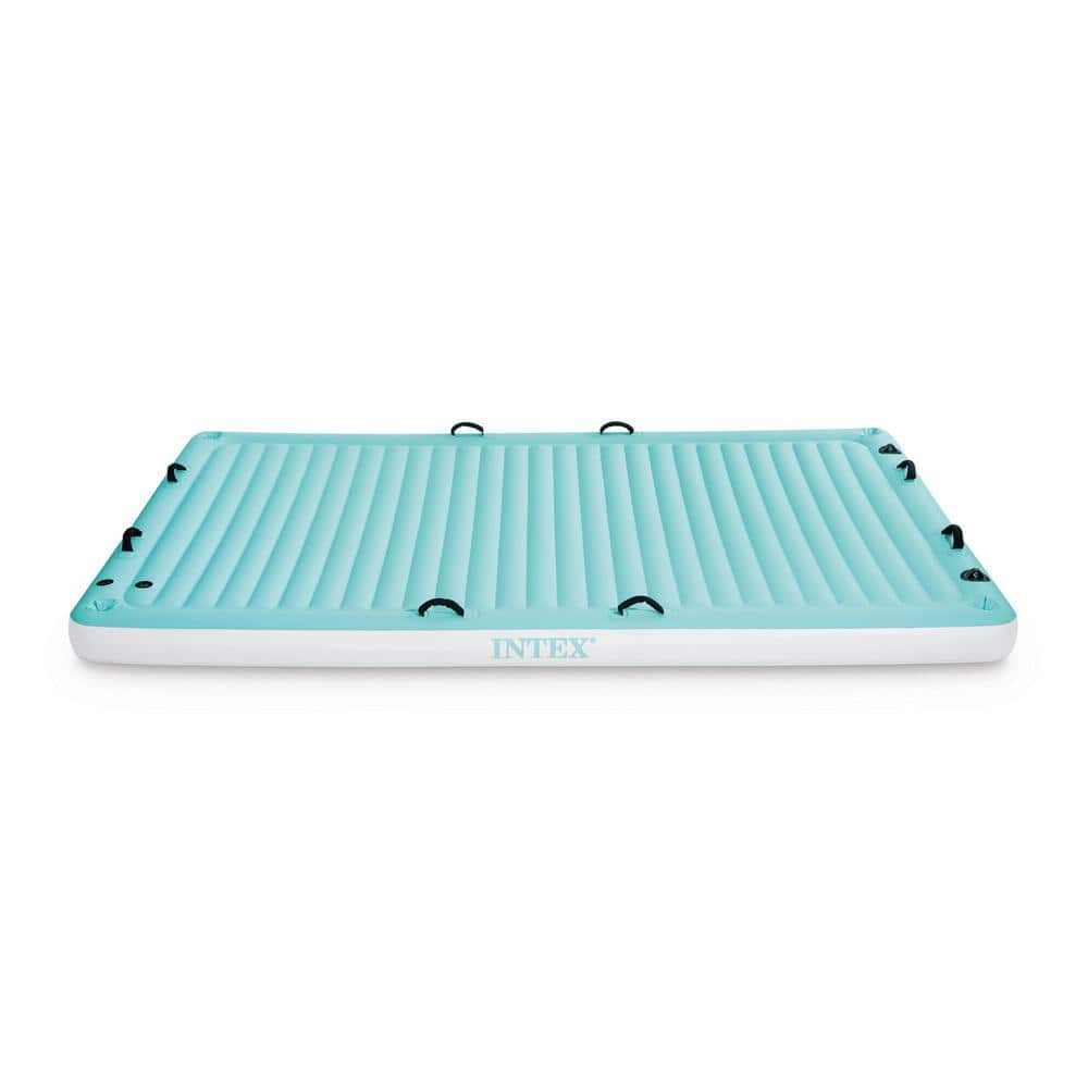 Teal and White Inflatable Floating Water Lounge with Cup Holders