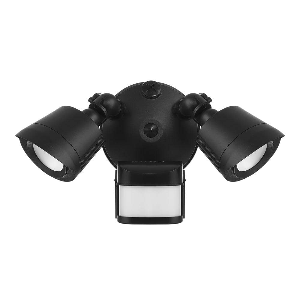 Black Dual Head LED Motion Sensor Security Flood Light