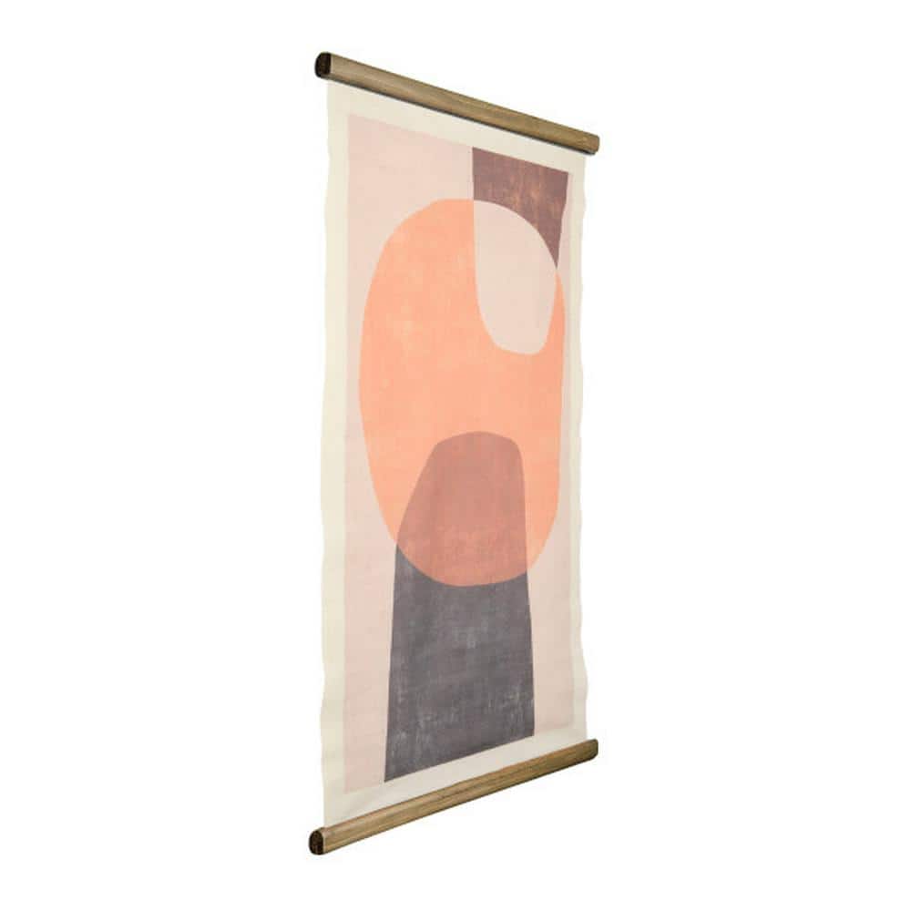 Tan and Brown Abstract Canvas Wall Scroll with Wood Frame