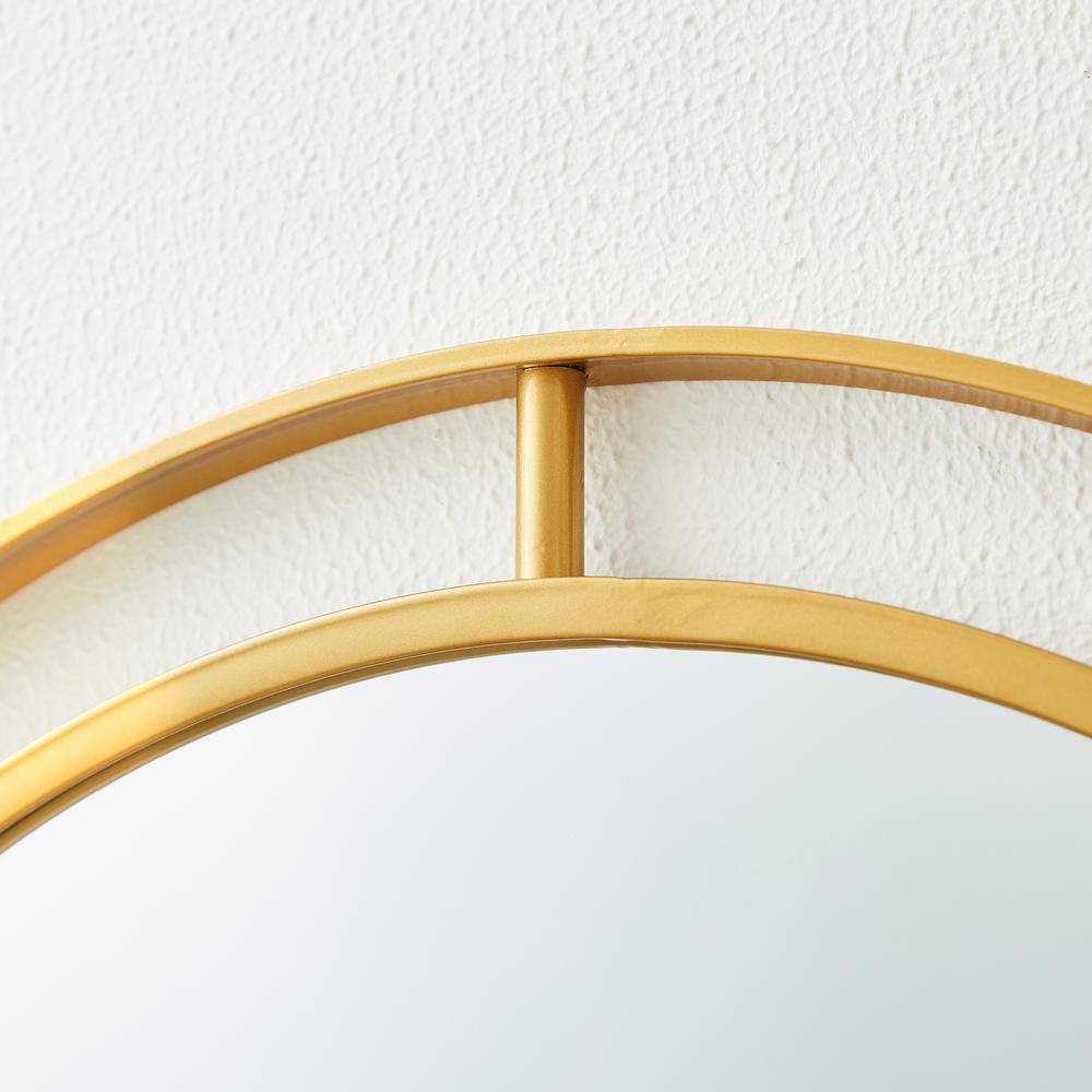 Deluxe Round Gold & Silver Iron Frame 24" Wall Mirror
