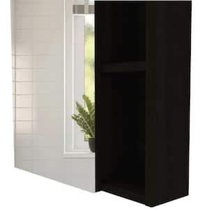 17.7 in. Black Rectangle Wall Cabinet with Mirror and 1-Shelf