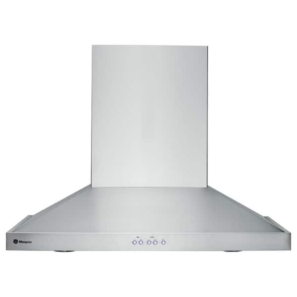 GE Monogram 30 in. Convertible Wall Mount Range Hood in Stainless Steel