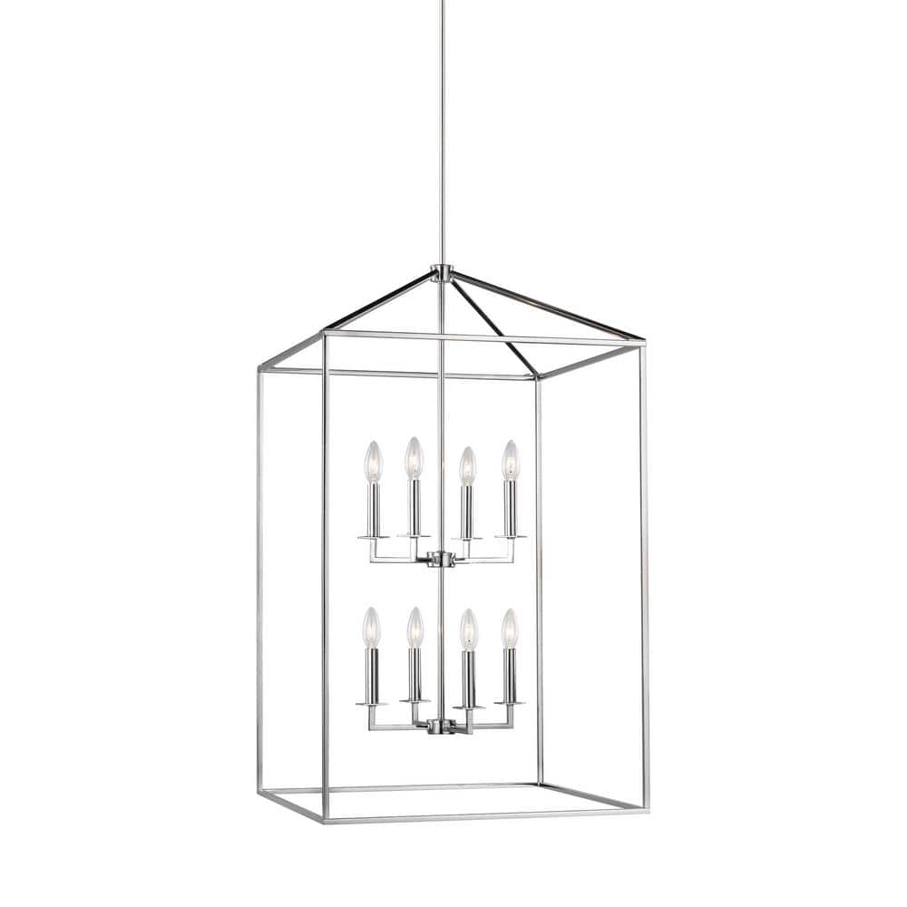 Perryton Extra Large 22 in. 8-Light Chrome Modern Transitional Candlestick Hanging Pendant price history on PriceWatchPro