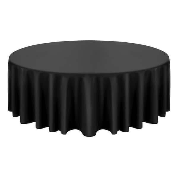 Black Round Tablecloths 10 Pack, 120 in. Dia. Stain-and Wrinkle-Resistant, Machine Washable Table Clothes, Solid