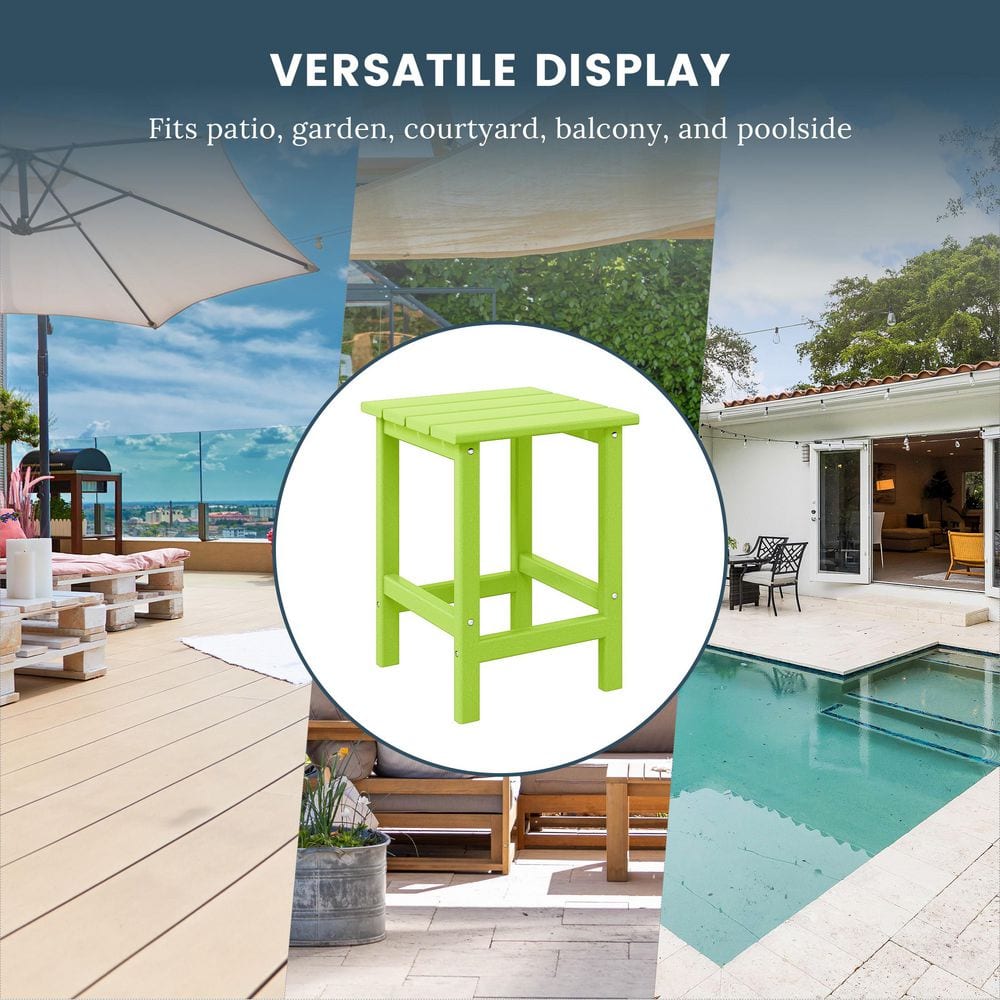 Lime HDPE Adirondack Outdoor Patio Side Table
